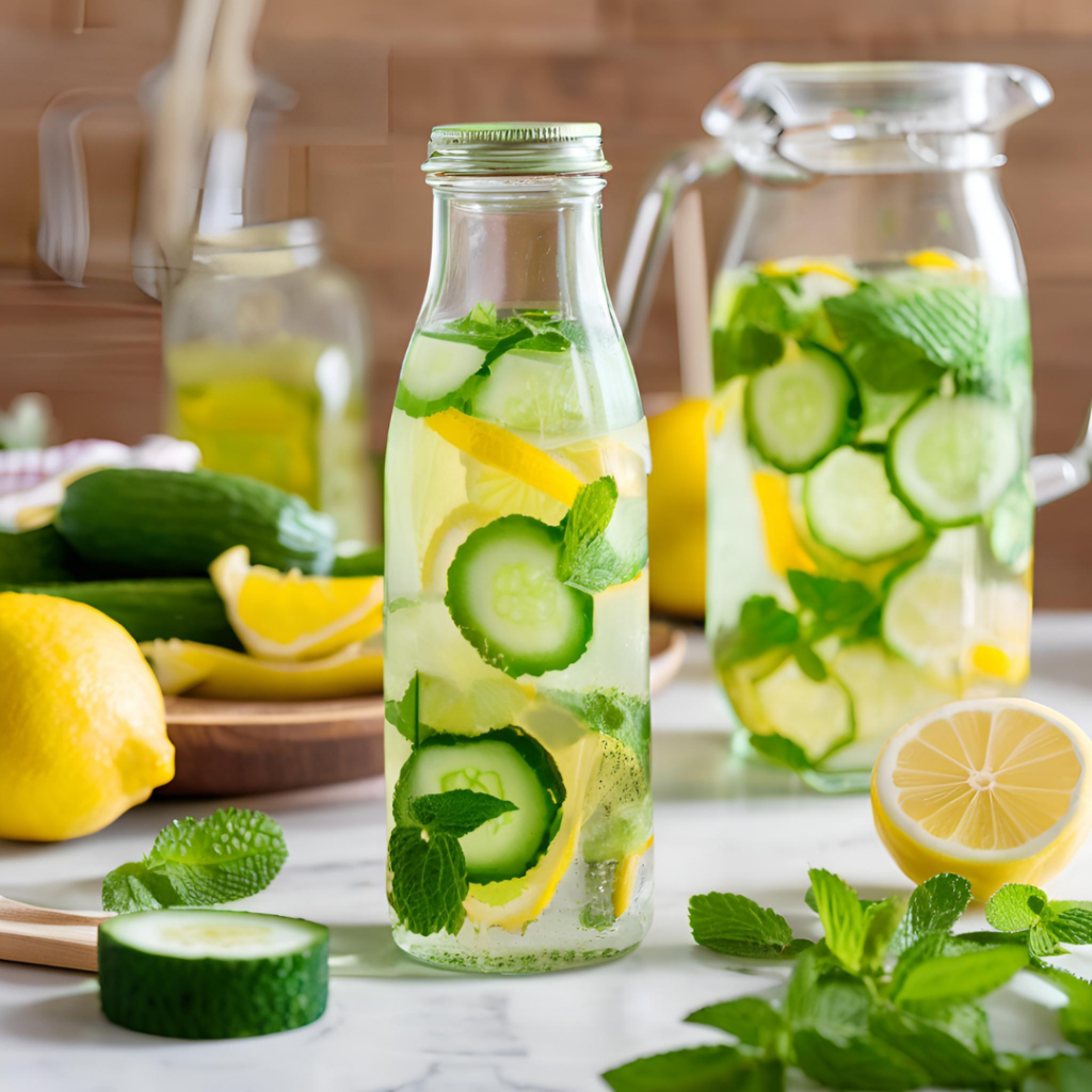 Detox-Wasser mit Gurke und Zitrone