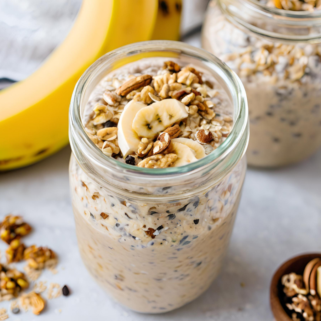Bananenbrot-Overnight Oats Mealprep
