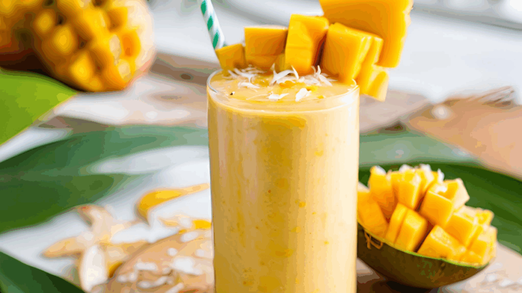 Du träumst dich gerade an den Strand? Dann schnapp dir diesen Mango-Kokos-Smoothie mit Superfoods und genieße den Sommer im Glas – cremig, fruchtig und voller Energie! Perfekt für heiße Tage, an denen du dir etwas richtig Gutes gönnen willst.