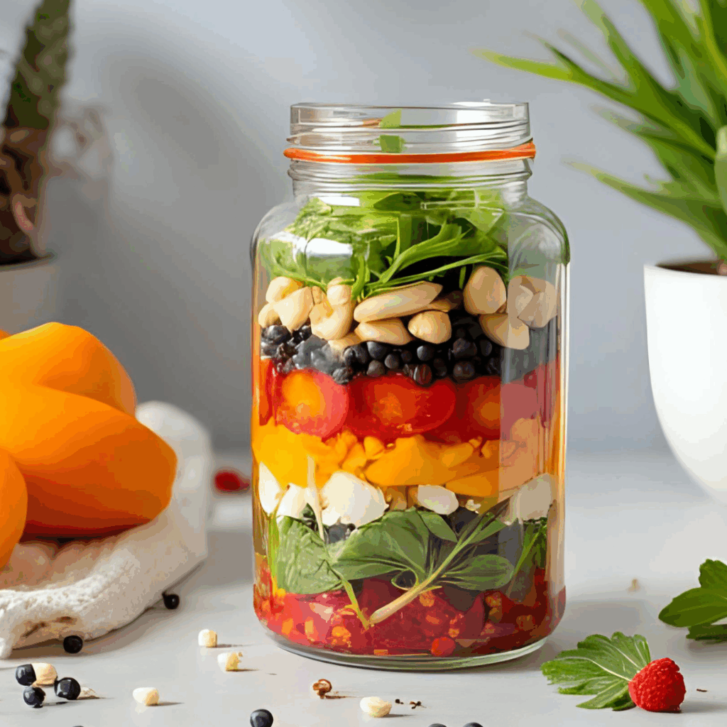 Salat im Glas zum Mitnehmen – Gesund, lecker & mealprep-freundlich