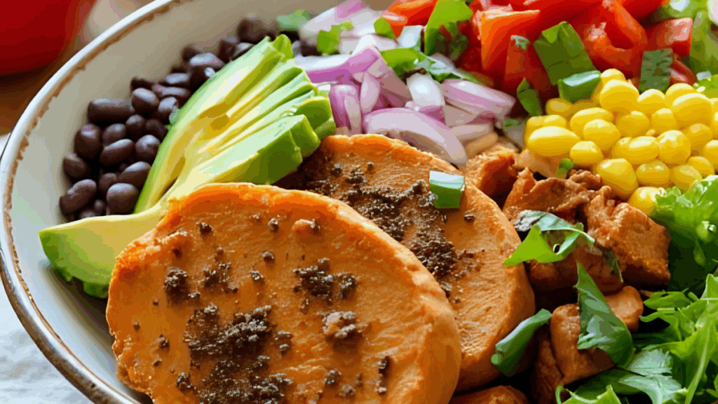 Süßkartoffel Burrito Bowl – gesund, bunt & einfach unwiderstehlich Beitragsbild