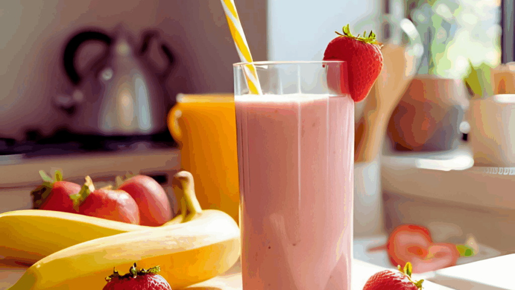 Erdbeer Banane Protein Shake – fruchtiger Powerdrink für deinen Alltag Beitragsbild