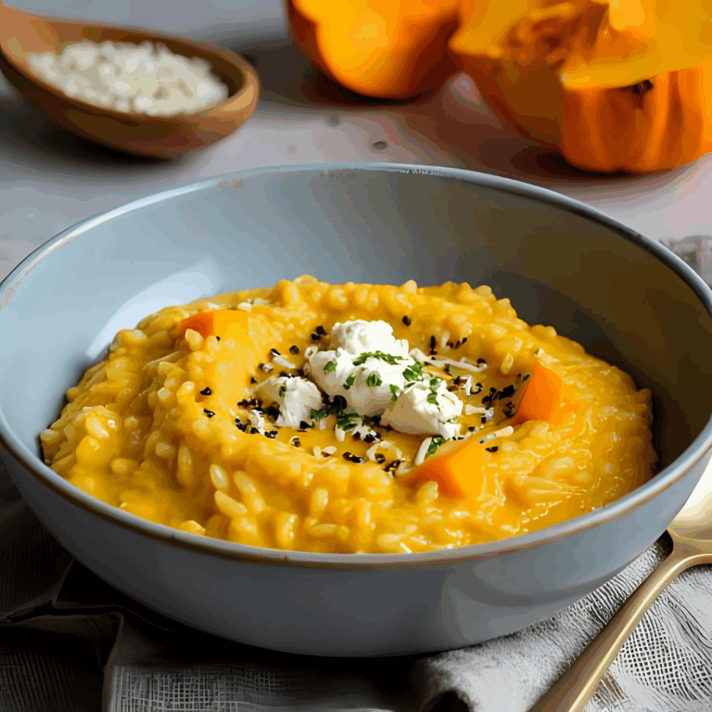 Kürbisrisotto mit Feta – cremiger Herbstgenuss für hektische Tage