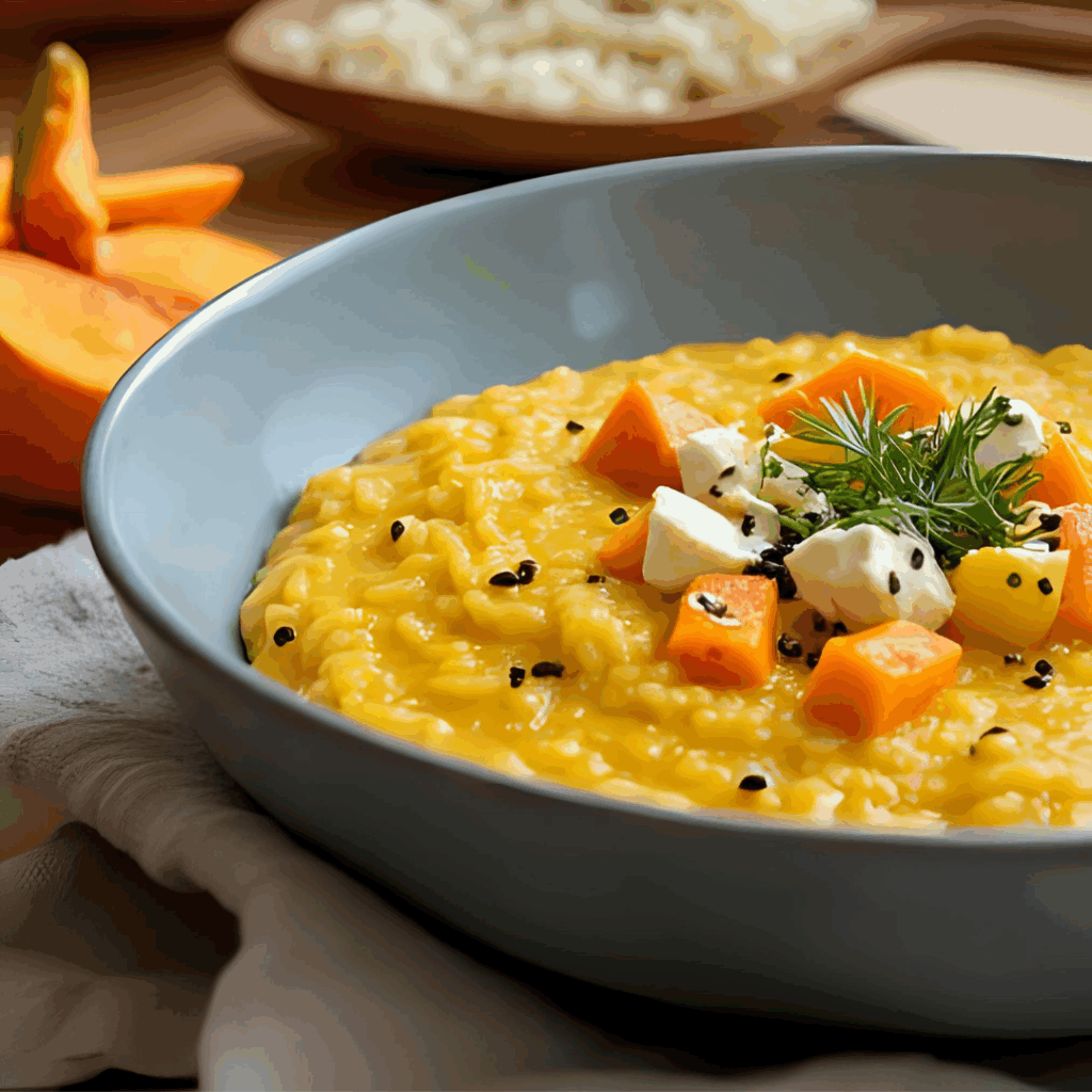 Kürbisrisotto mit Feta – cremiger Herbstgenuss für hektische Tage
